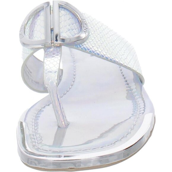 NWT DKNY Women's Footwear Isha Flat Sandal K4169795 Silver Iridescent Halcott 7M - Picture 3 of 11